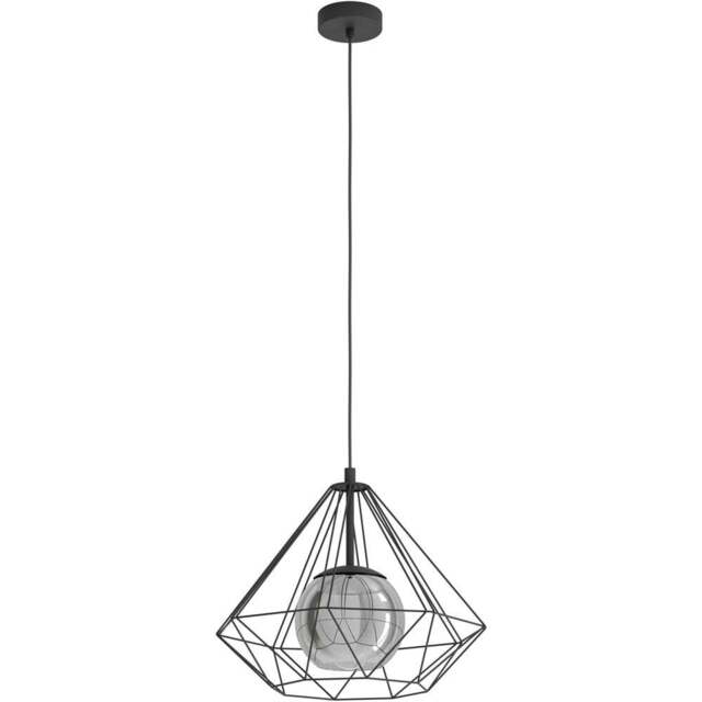 EGLO Vernham Smoked Glass Black Pendant Light - Size: 110 x 44.5 x 110cm - Wilko - image 1