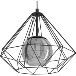 EGLO Vernham Smoked Glass Black Pendant Light - Size: 110 x 44.5 x 110cm - Wilko - thumbnail 4