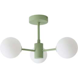 ValueLights Marlow 3 Arm Sage Green Opaque Glass Globe LED Ceiling Light - Size: 21.5 x 40 x 40cm - Wilko