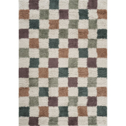 Desire Rugs Chester Multicolour Shaggy Checkered Rug 200 x 290cm - Size: 290 x 200 x 3cm - Wilko - thumbnail 1