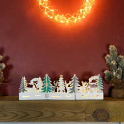 Xmas Haus Festive Light Up LED White Wooded Village Scene Decoration - Size: 2 x 2 x 2cm - Wilko - thumbnail 3