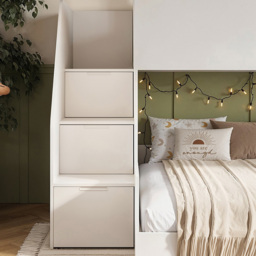 Flair Dreamland White and Oak Play House Triple Bunk Bed with Staircase - Size: Single + Small Double - Wilko - thumbnail 5