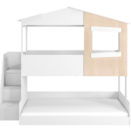Flair Dreamland White and Oak Play House Triple Bunk Bed with Staircase - Size: Single + Small Double - Wilko - thumbnail 4