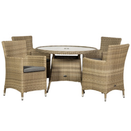 Royalcraft Wentworth Rattan 4 Seater Round Carver Dining Set - Cream - Wilko - thumbnail 3