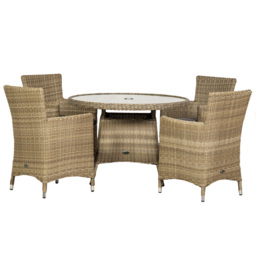 Royalcraft Wentworth Rattan 4 Seater Round Carver Dining Set - Cream - Wilko - thumbnail 4