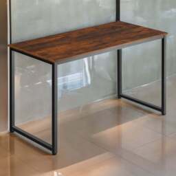 tectake Flint Dark Wood Office Desk - Size: 76.5 x 120 x 59cm - Brown - Wilko - thumbnail 1
