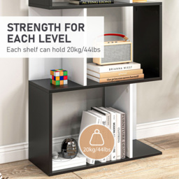 Portland 5 Shelf S Shape Black Bookshelf - Wilko - thumbnail 6