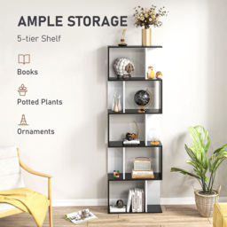 Portland 5 Shelf S Shape Black Bookshelf - Wilko - thumbnail 5