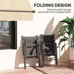 Outsunny Dark Grey Folding Chair with Breathable Mesh Fabric Seat Set of 2 - Size: 108 x 67 x 54cm - Wilko - thumbnail 7