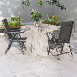 Outsunny Dark Grey Folding Chair with Breathable Mesh Fabric Seat Set of 2 - Size: 108 x 67 x 54cm - Wilko - thumbnail 1