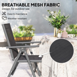 Outsunny Dark Grey Folding Chair with Breathable Mesh Fabric Seat Set of 2 - Size: 108 x 67 x 54cm - Wilko - thumbnail 6