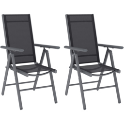 Outsunny Dark Grey Folding Chair with Breathable Mesh Fabric Seat Set of 2 - Size: 108 x 67 x 54cm - Wilko - thumbnail 3