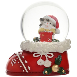 The Seasonal Gift Co. Santa and Friends Kitten Snow Globe 6cm - Size: 6.5 x 6 x 5cm - Red - Wilko - thumbnail 1