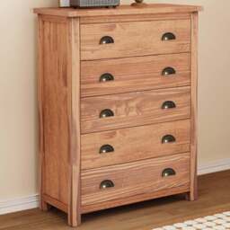 Cabinet Bits Padua 5 Drawer Brown Brass Cup Handle Chest of Drawers - Wilko - thumbnail 1