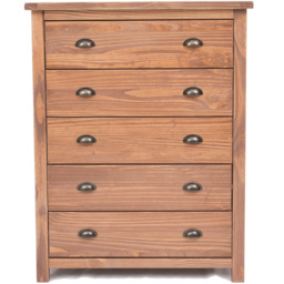 Cabinet Bits Padua 5 Drawer Brown Brass Cup Handle Chest of Drawers - Wilko - thumbnail 3