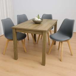 Kosy Koala 4 Seater Wood Plastic and Faux Leather Dining Set Rustic Effect and Grey - Multi - Portland - Wilko - thumbnail 1