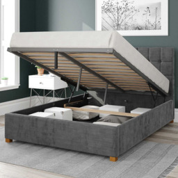 Aspire Sinatra Single Charcoal Firenze Velour Ottoman Bed - Grey - Aspire Beds - Wilko - thumbnail 3