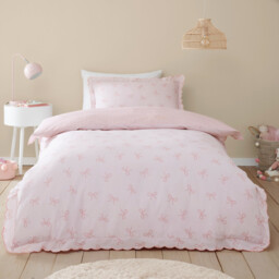 Florence Bows Duvet Cover and Pillowcase Set Pink Single - Wilko - thumbnail 6