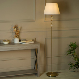 Lighting Collection Goodwin Antique Brass Floor Lamp - Size: 48 x 42 x 42cm - Antique Brass and Clear - Wilko - thumbnail 3
