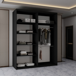 Sliding Wardrobes 4U 2 Sliding Door Black Modern Single Side Mirrored Wardrobe 150cm - Size: 2 Door - Wilko - thumbnail 5