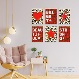 Wee Blue Coo Red and Orange Leopard Pattern Bold Shapes Wall Art Print 30 x 41cm 6 Pack - Size: 40.5 x 30.5 x 0.3cm - Wilko - thumbnail 4