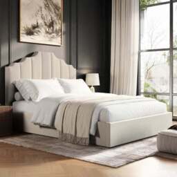 Flair Margot King Size Beige Fabric Ottoman Bed - Cream - Wilko - thumbnail 1