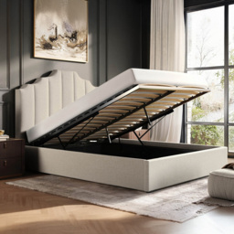 Flair Margot King Size Beige Fabric Ottoman Bed - Cream - Wilko - thumbnail 5