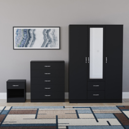 Vida Designs Riano Black 3 Piece Bedroom Furniture Set - Wilko - thumbnail 3