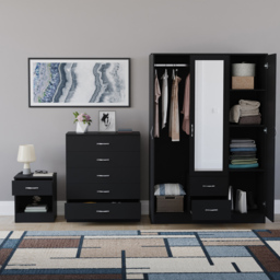Vida Designs Riano Black 3 Piece Bedroom Furniture Set - Wilko - thumbnail 4
