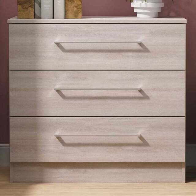 Crowndale Worcester 3 Drawer Grey Oak Chest of Drawers Ready Assembled - Wilko - image 1