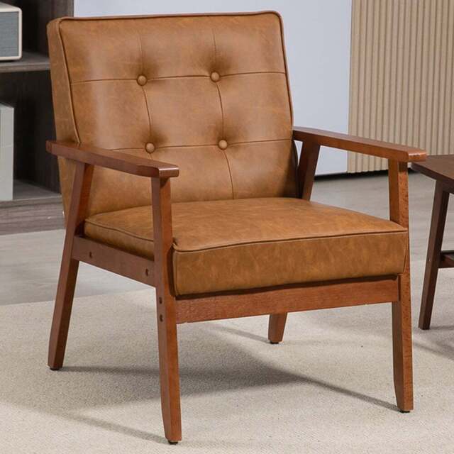 HOMCOM Brown PU Leather Accent Armchair - Size: Single - Wilko - image 1