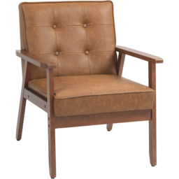 HOMCOM Brown PU Leather Accent Armchair - Size: Single - Wilko - thumbnail 3
