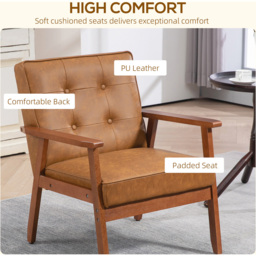 HOMCOM Brown PU Leather Accent Armchair - Size: Single - Wilko - thumbnail 7
