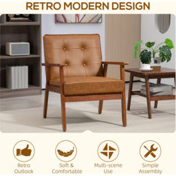 HOMCOM Brown PU Leather Accent Armchair - Size: Single - Wilko - thumbnail 6