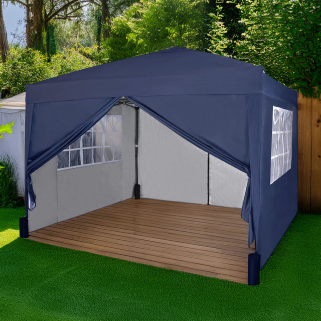 Blue Pop Up Outdoor Canopy Tent with Removable Sidewalls 3 x 3m - MCC - Wilko - image 1