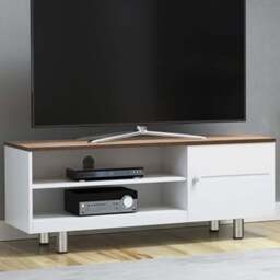AVF Whitesands Single Door 2 Shelf Satin White TV Unit - Size: 39.6 x 120 x 50cm - Multi - Wilko