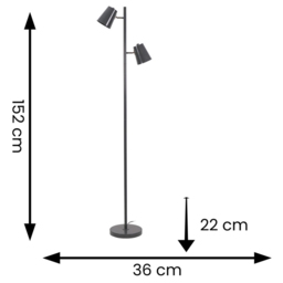ValueLights Bibi Charcoal Grey 2 Way Adjustable LED Floor Lamp - Size: 152 x 36 x 22cm - Wilko - thumbnail 7