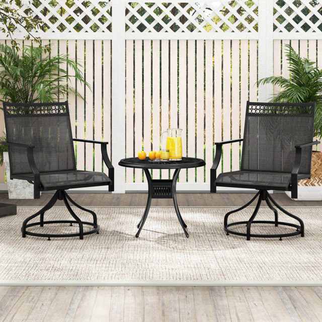 Costway Set of 2 Grey Swivel Garden Dining Chair - Size: 2 Seater - Wilko - image 1