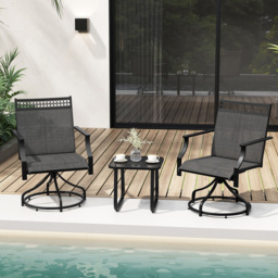 Costway Set of 2 Grey Swivel Garden Dining Chair - Size: 2 Seater - Wilko - thumbnail 4