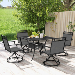 Costway Set of 2 Grey Swivel Garden Dining Chair - Size: 2 Seater - Wilko - thumbnail 5