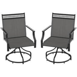 Costway Set of 2 Grey Swivel Garden Dining Chair - Size: 2 Seater - Wilko - thumbnail 3