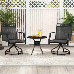 Costway Set of 2 Grey Swivel Garden Dining Chair - Size: 2 Seater - Wilko