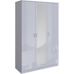 FWStyle 3 Door Grey Gloss Wardrobe with Mirror Door - Wilko - thumbnail 3