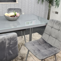 Kosy Koala 4 Seater Glass and Tufted Velvet Dining Set Grey - Portland - Wilko - thumbnail 7