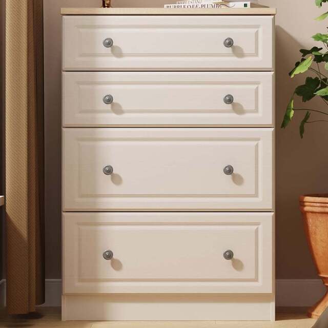 Crowndale Norfolk 4 Drawer Kashmir Ash and Bardolino Oak Deep Chest of Drawers Ready Assembled - Kashmir Ash & Bardolino Oak - Wilko - image 1
