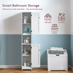 Bath Vida Liano 2 Door White Tall Floor Cabinet - Size: 170 x 32 x 30cm - Wilko - thumbnail 7