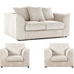 Luxor 4 Seater Cream Jumbo Cord Scatter Back Sofa Suite - Wilko - thumbnail 3