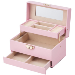 H&O Direct Single Drawer Pink Jewellery Box - Size: 12 x 21 x 13cm - Wilko - thumbnail 3