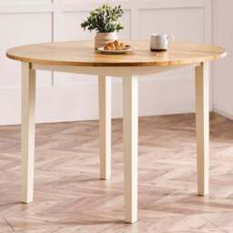 Furniturebox Salisbury 4 Seater Solid Wood Round Dining Table Oak and Cream - Brown - Wilko - thumbnail 1