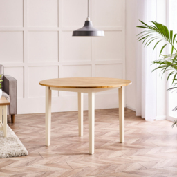 Furniturebox Salisbury 4 Seater Solid Wood Round Dining Table Oak and Cream - Brown - Wilko - thumbnail 5